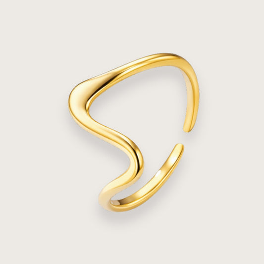 guldring til kvinder 18k forgyldt ring i rustfrit staal boelgedesign populaer ring vandfast guldbelagt fingerring aimee