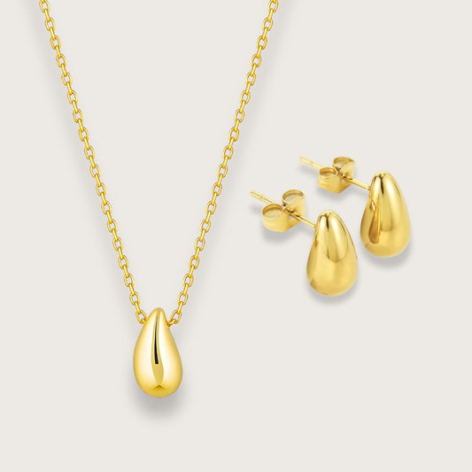 Gaia guldbelagt smykkesæt – Halskæde og øreringe