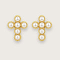 Maria kors-ørestikkere med perler – Guldbelagte