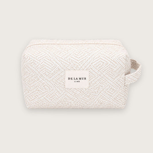 rummelig toilettaske til kvinder i nordisk stil skandinavisk minimalistisk makeuptaske bomuld de la mur hvid beige sabine