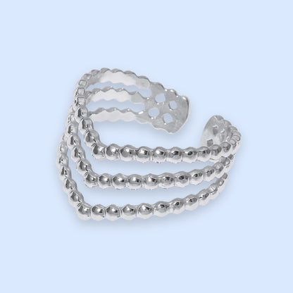 soelvring med tre baand soelvtonet staal ring til kvinder vandfast ring ring stack justerbar clea chant du matin