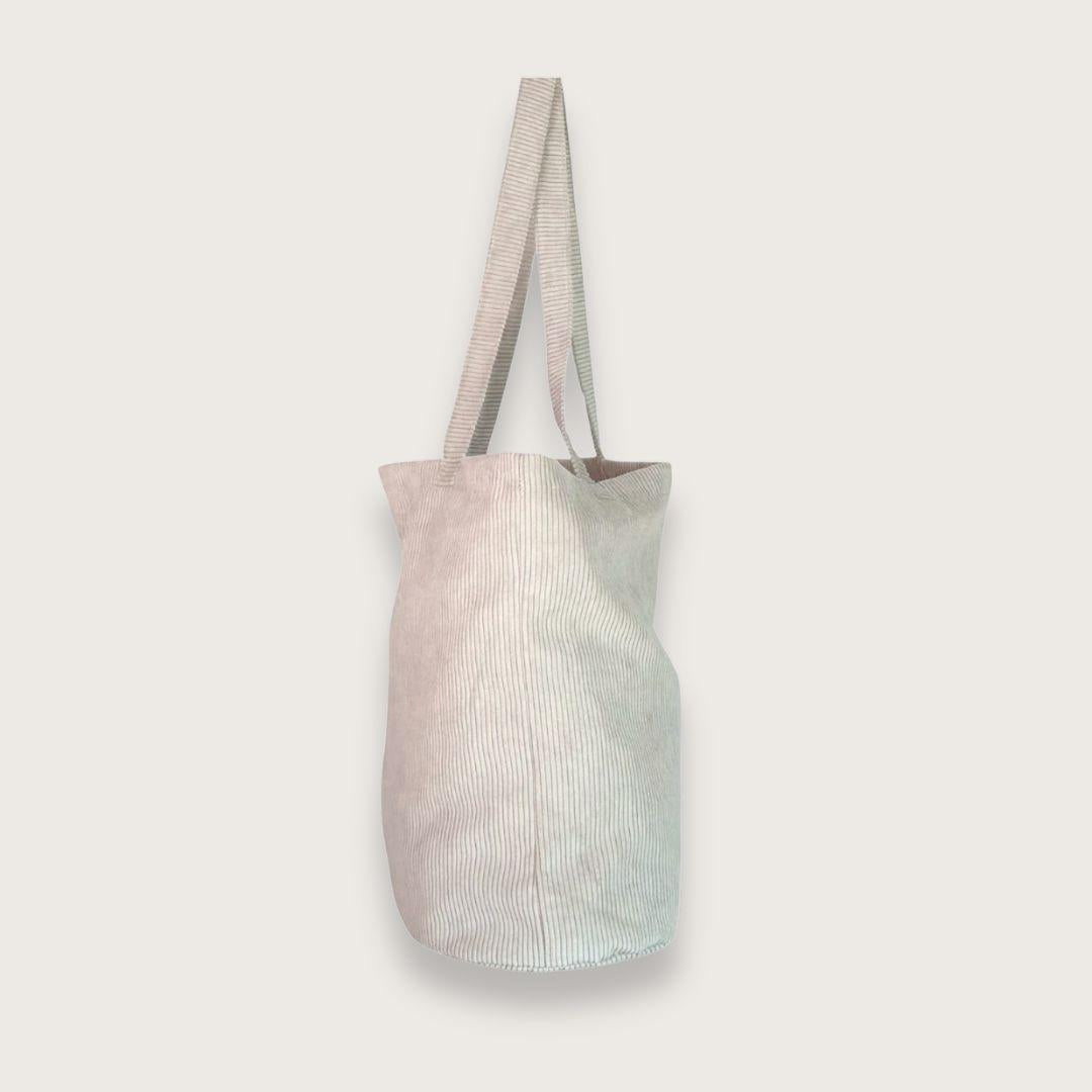 Stor tote bag til kvinder fra De la Mur - totebag i beige fløjl - mulepose - håndlavet i spanien af De la Mur - chant du matin